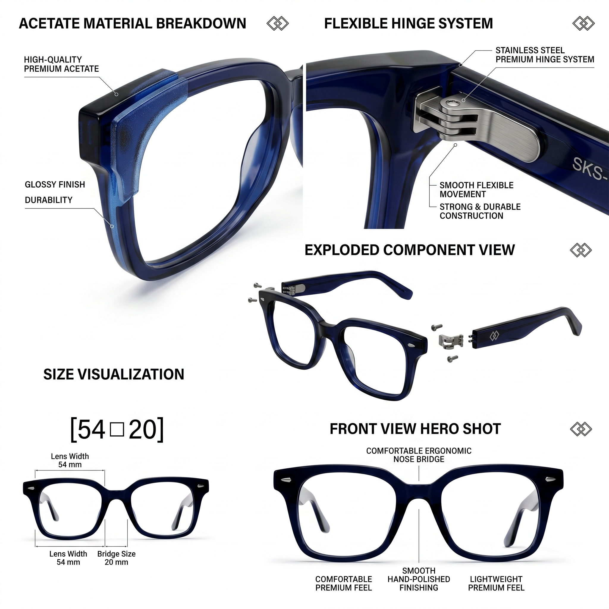 skechers sks 1011 executive square eyeglasses – crystal amber gradient acetate with visible wire core (size: 54 20)