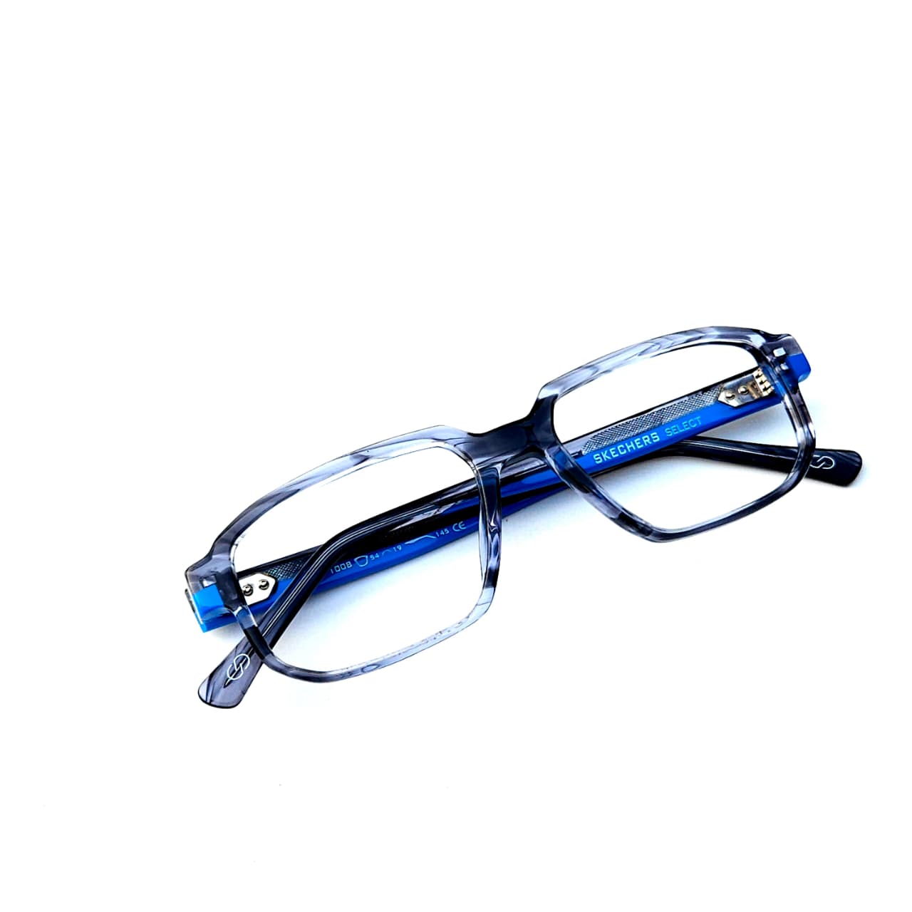 Skechers SKS 1008 Classic Rectangle Eyeglasses – High-Gloss Jet Black with Matte Slate Accents (Size: 54-19) - Image 5