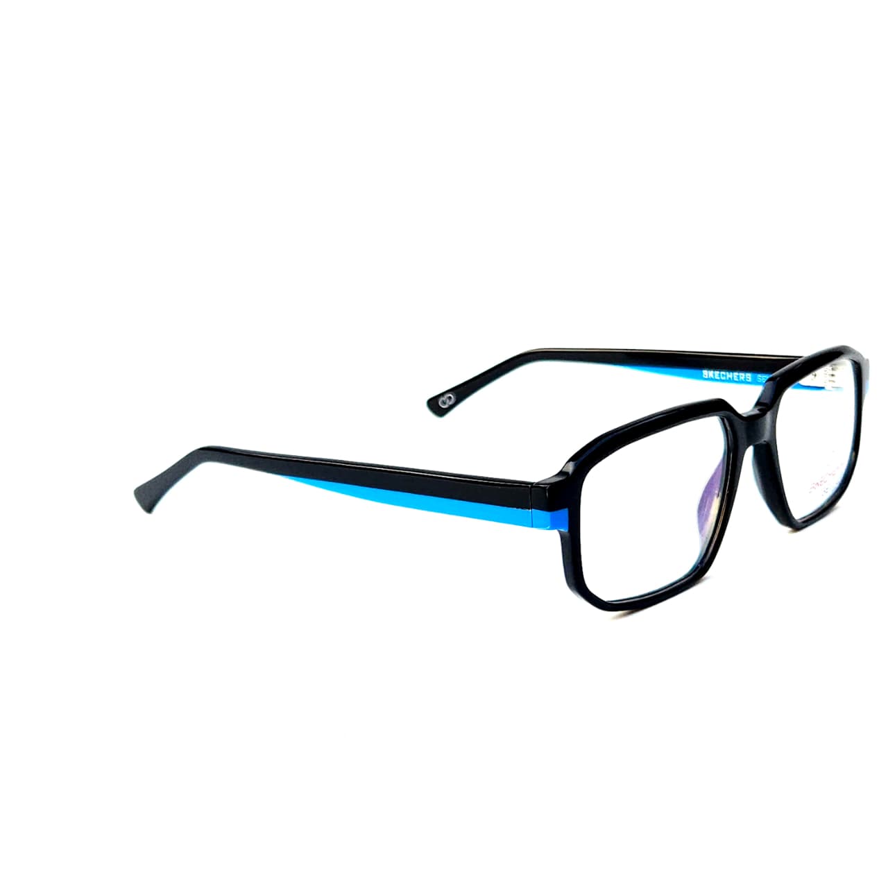 Skechers SKS 1008 Sport-Ready Rectangle Eyeglasses – Solid Black Acetate with Electric Blue Racing Stripe (Size: 54-19) - Image 3