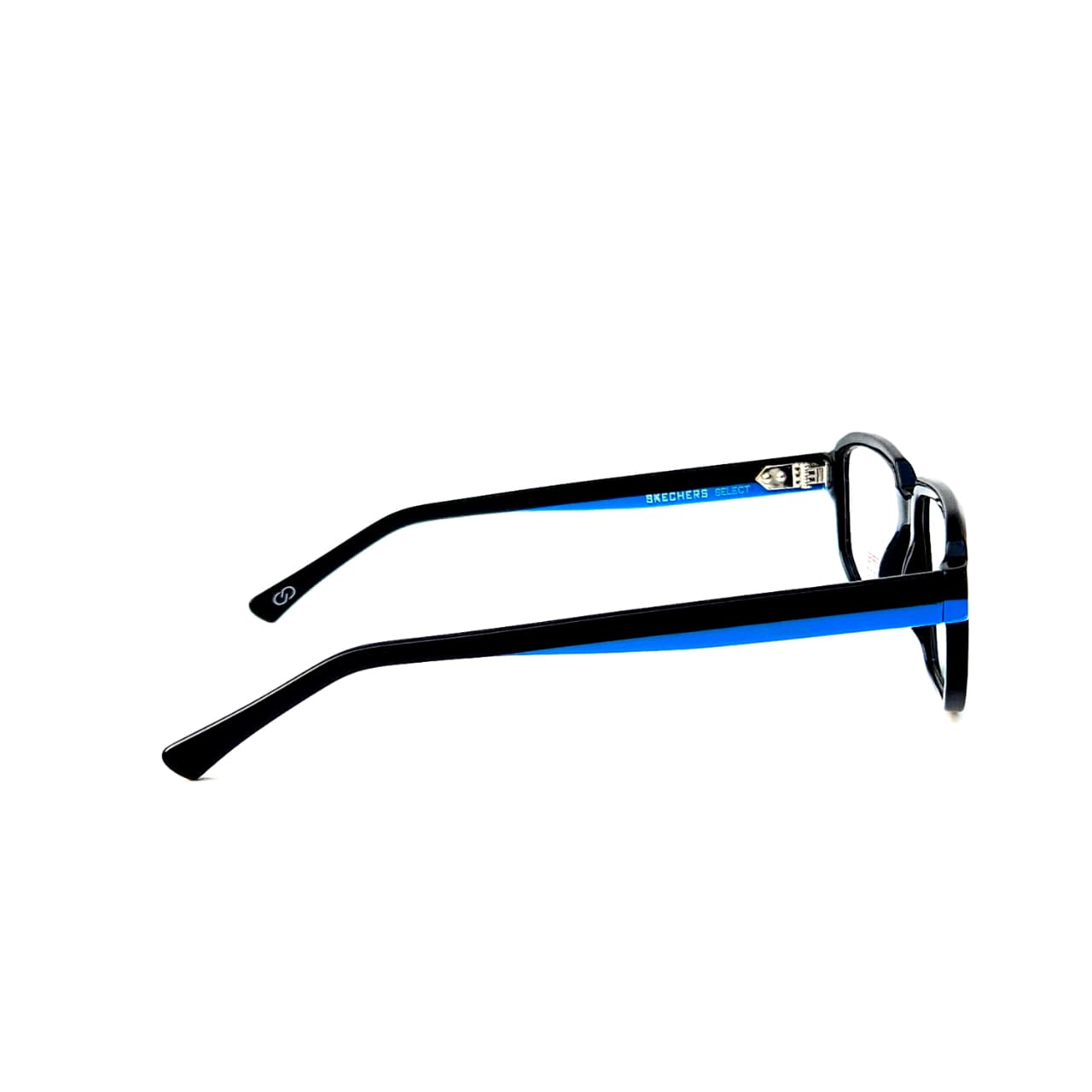 Skechers SKS 1008 Sport-Ready Rectangle Eyeglasses – Solid Black Acetate with Electric Blue Racing Stripe (Size: 54-19) - Image 4
