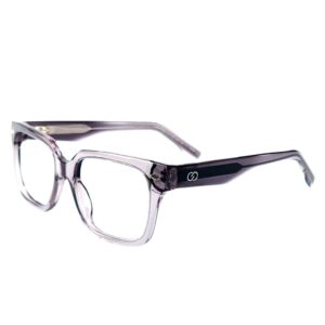 Skechers SKS 1011 Luxury Square Eyeglasses – Translucent Charcoal Acetate with Visible Wire Core Temples (Size: 54-20)