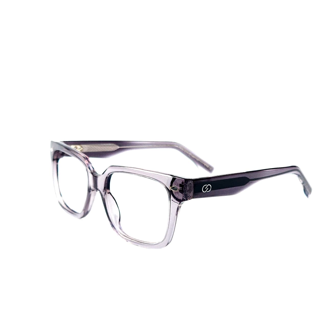 skechers sks 1011 luxury square eyeglasses – translucent charcoal acetate with visible wire core temples (size: 54 20)