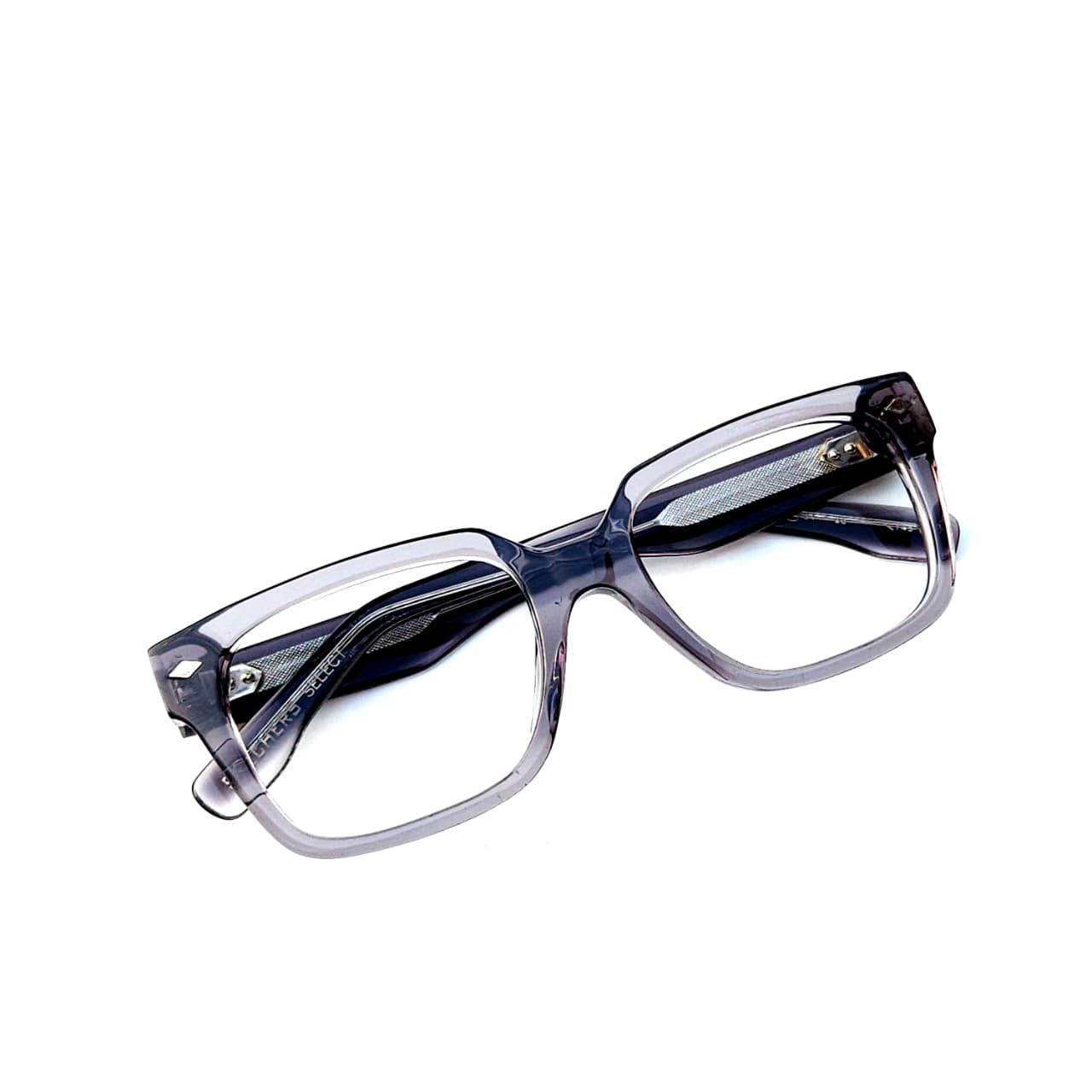 Skechers SKS 1011 Luxury Square Eyeglasses – Translucent Charcoal Acetate with Visible Wire Core Temples (Size: 54-20) - Image 6