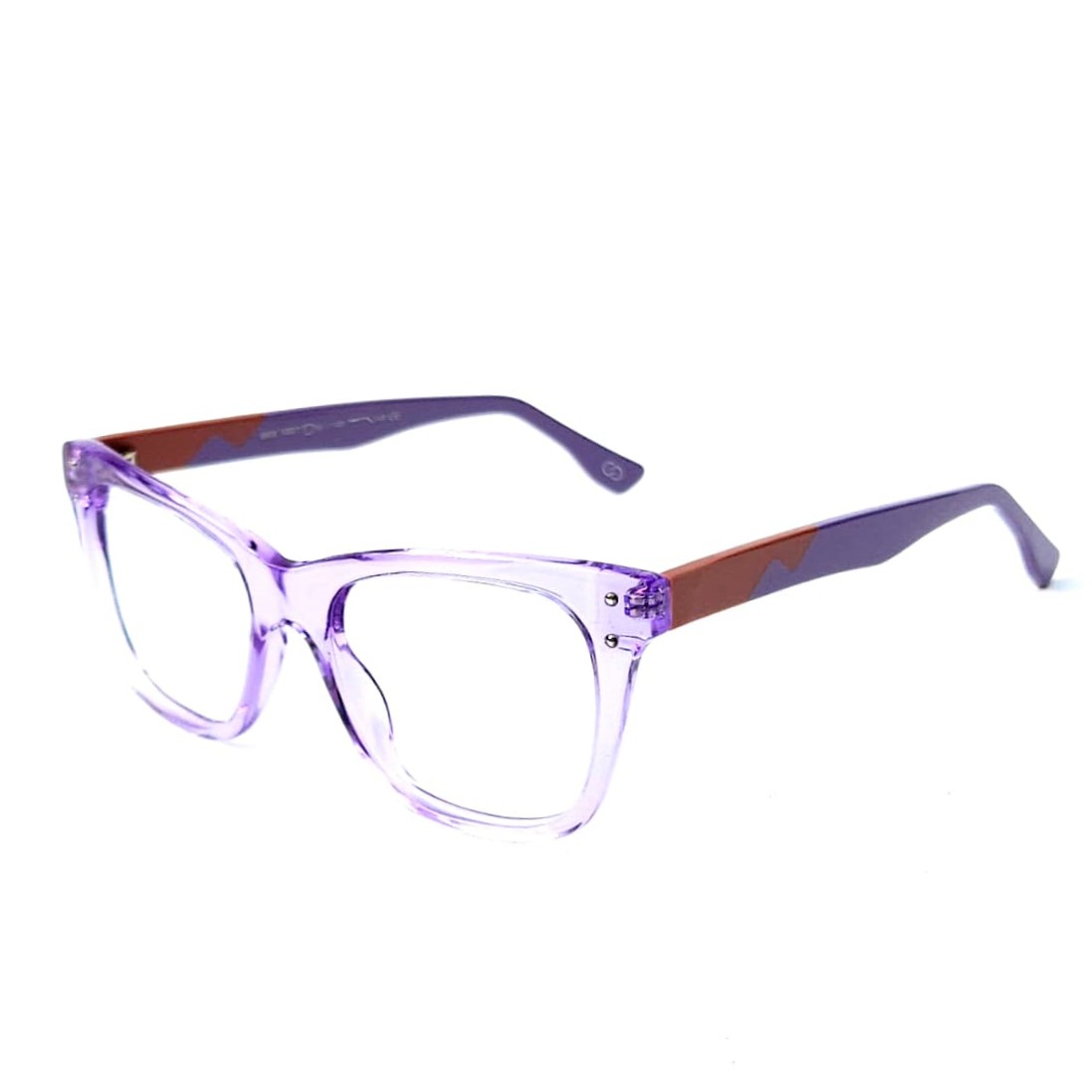 Skechers SKS 1007 Designer Cat-Eye Eyeglasses – Crystal Lavender Acetate with Terracotta & Violet Temples (Size: 51-20)