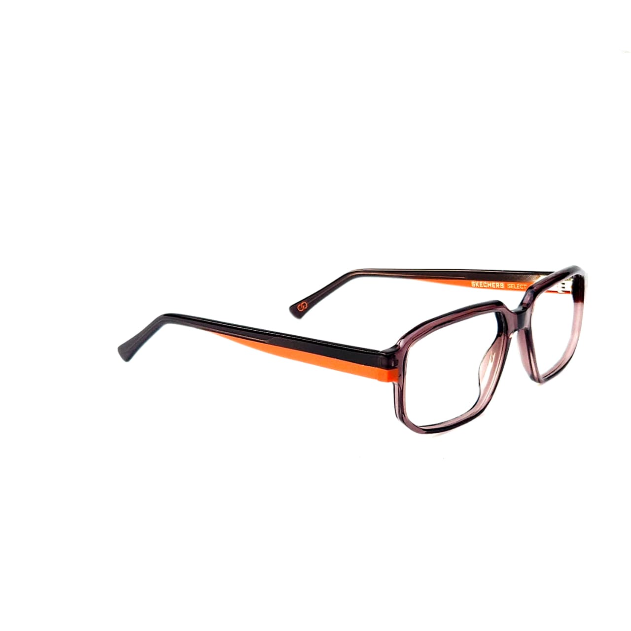 Skechers SKS 1008 Retro Geometric Eyeglasses – Smoked Purple Acetate with Neon Orange Accent Temples (Size: 54-19) - Image 3