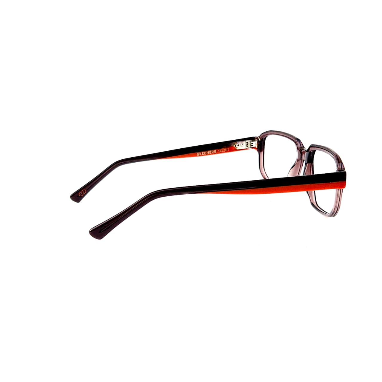 Skechers SKS 1008 Retro Geometric Eyeglasses – Smoked Purple Acetate with Neon Orange Accent Temples (Size: 54-19) - Image 4
