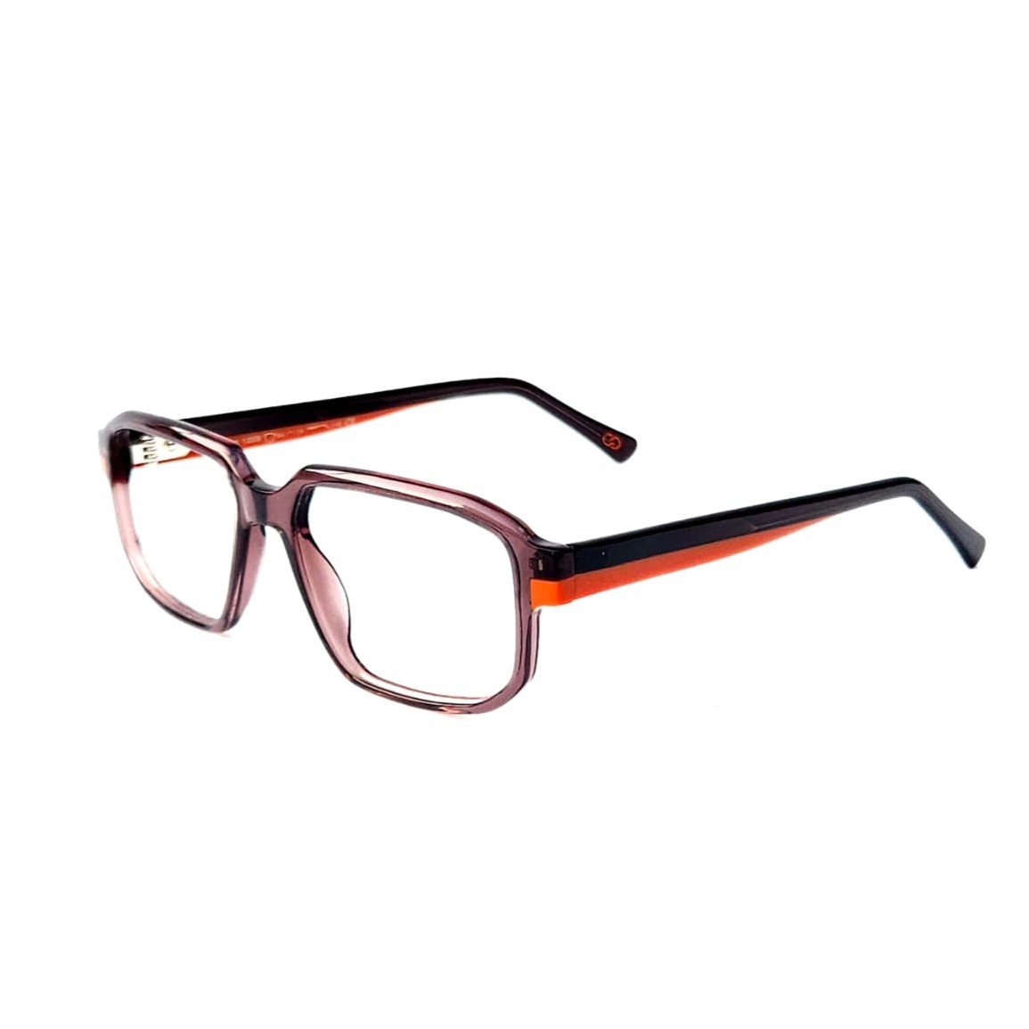 Skechers SKS 1008 Retro Geometric Eyeglasses – Smoked Purple Acetate with Neon Orange Accent Temples (Size: 54-19)