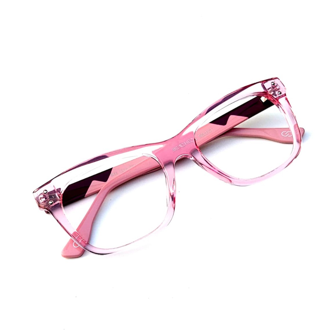 Skechers SKS 1007 Designer Cat-Eye Eyeglasses – Crystal Grey Acetate with Teal & Slate Blue Temples (Size: 51-20) - Image 6