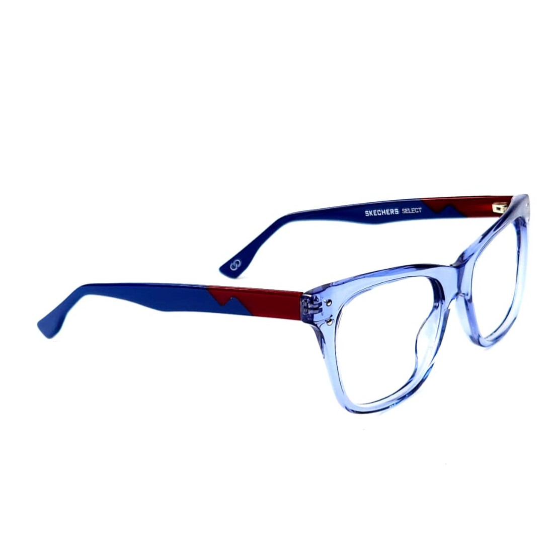 Skechers SKS 1007 Designer Cat-Eye Eyeglasses – Crystal Blue Acetate Frames with Two-Tone Temples (Size: 51-20) - Image 5
