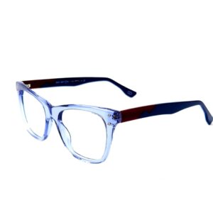 Skechers SKS 1007 Designer Cat-Eye Eyeglasses – Crystal Blue Acetate Frames with Two-Tone Temples (Size: 51-20)