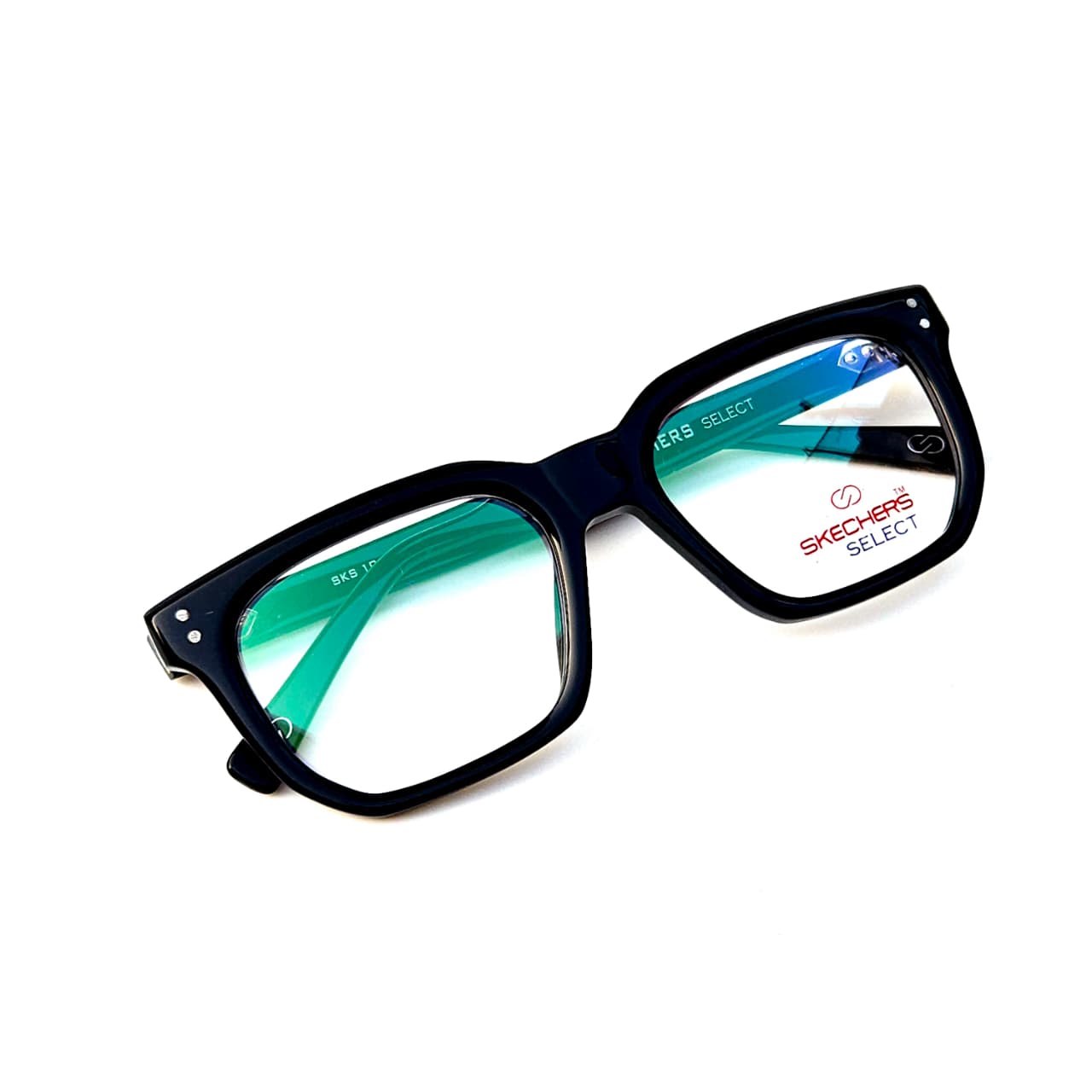 Skechers SKS 1010 Dual-Tone Square Eyeglasses – Matte Black & Electric Blue Layered Acetate (Size: 53-20) - Image 5