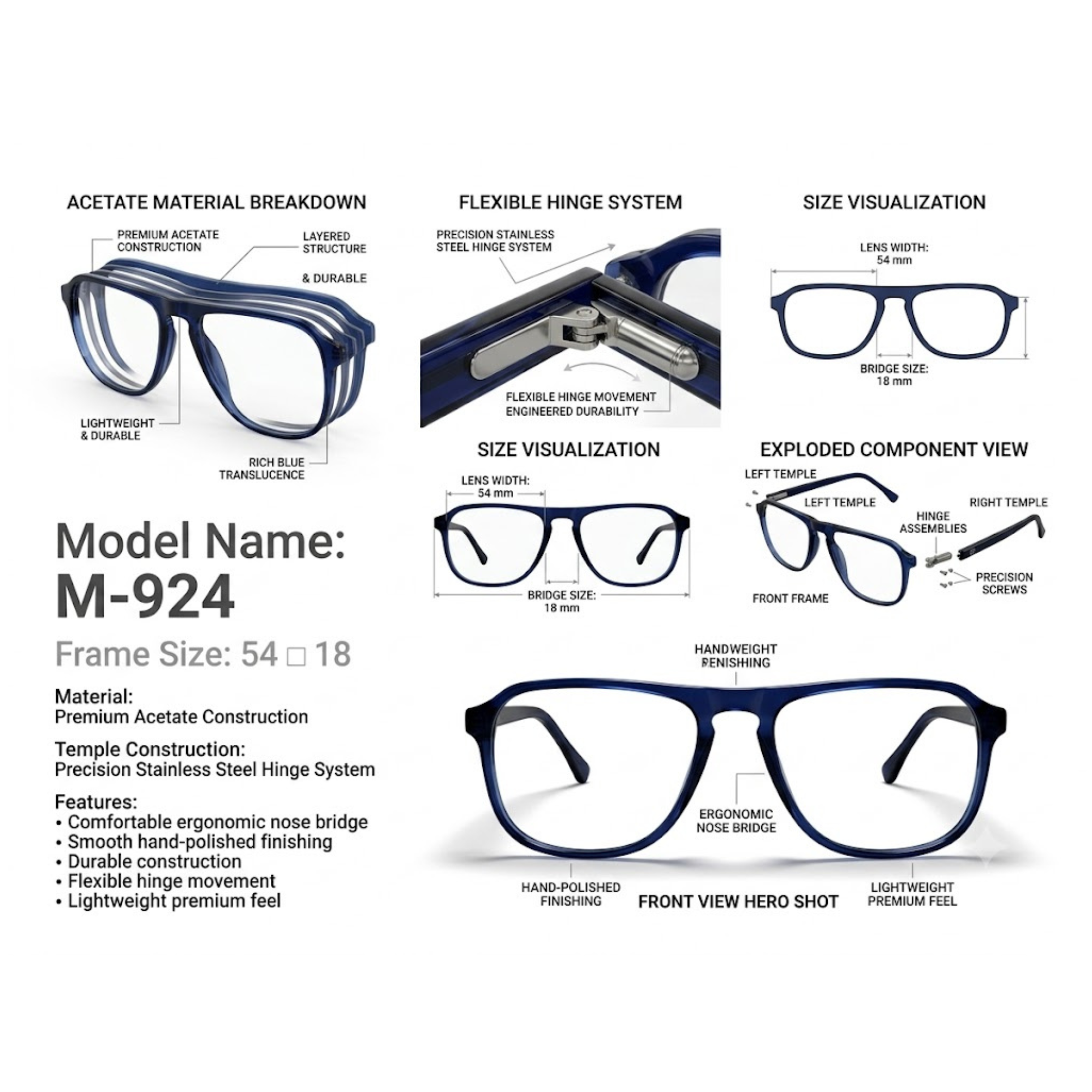 Skechers Ultra M-924 Blue Acetate Eyeglasses - Image 6