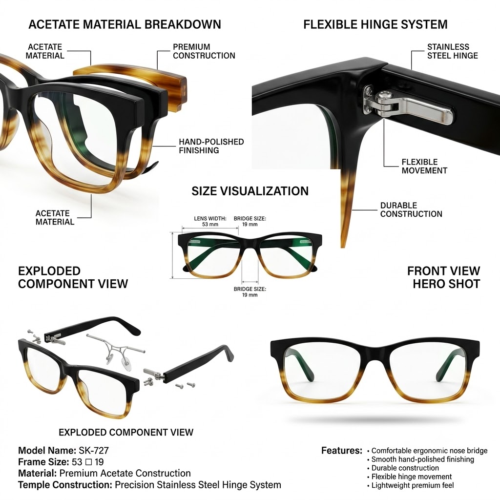 Skechers Men's Anti-Blue Light Soft Rectangle Acetate Eyeglasses SK727 53-19 - Image 6